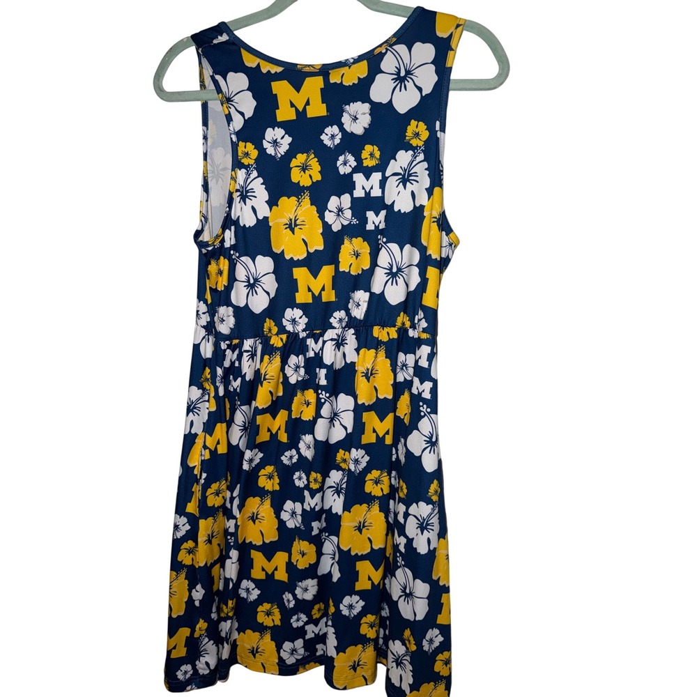 University of Michigan Wolverines Tropical Hibiscus Floral Sleeveless Dress XL - Picture 3 of 3